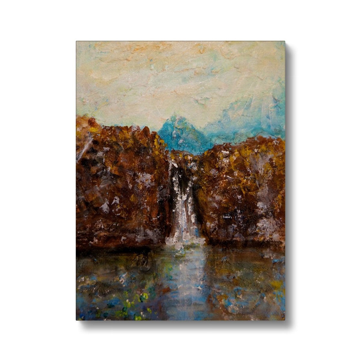 Skye Fairy Pools Painting | Canvas From Scotland-Contemporary Stretched Canvas Prints-Skye Art Gallery-12"x16"-Paintings, Prints, Homeware, Art Gifts From Scotland By Scottish Artist Kevin Hunter