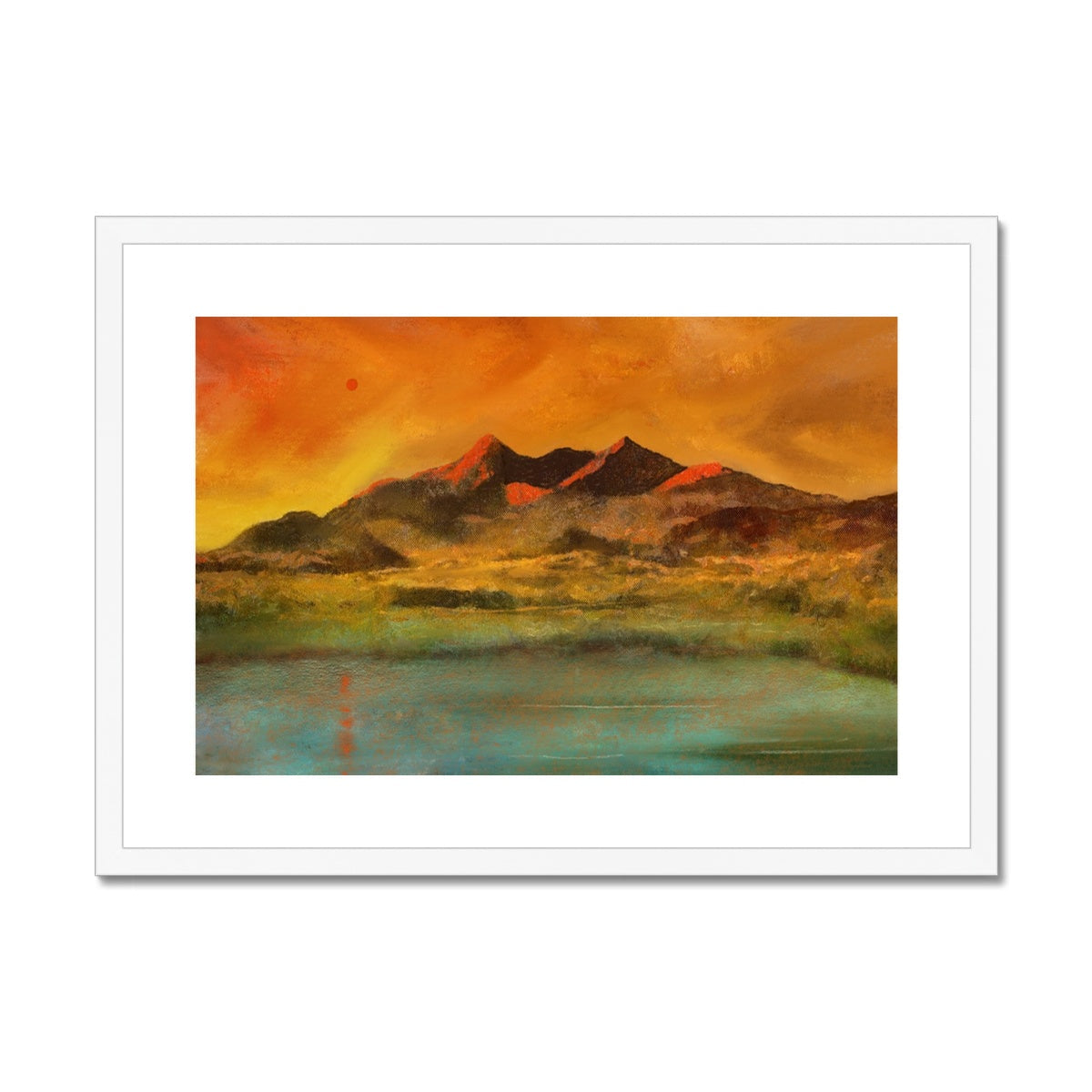 Skye Red Moon Cuillin Painting | Framed & Mounted Prints From Scotland