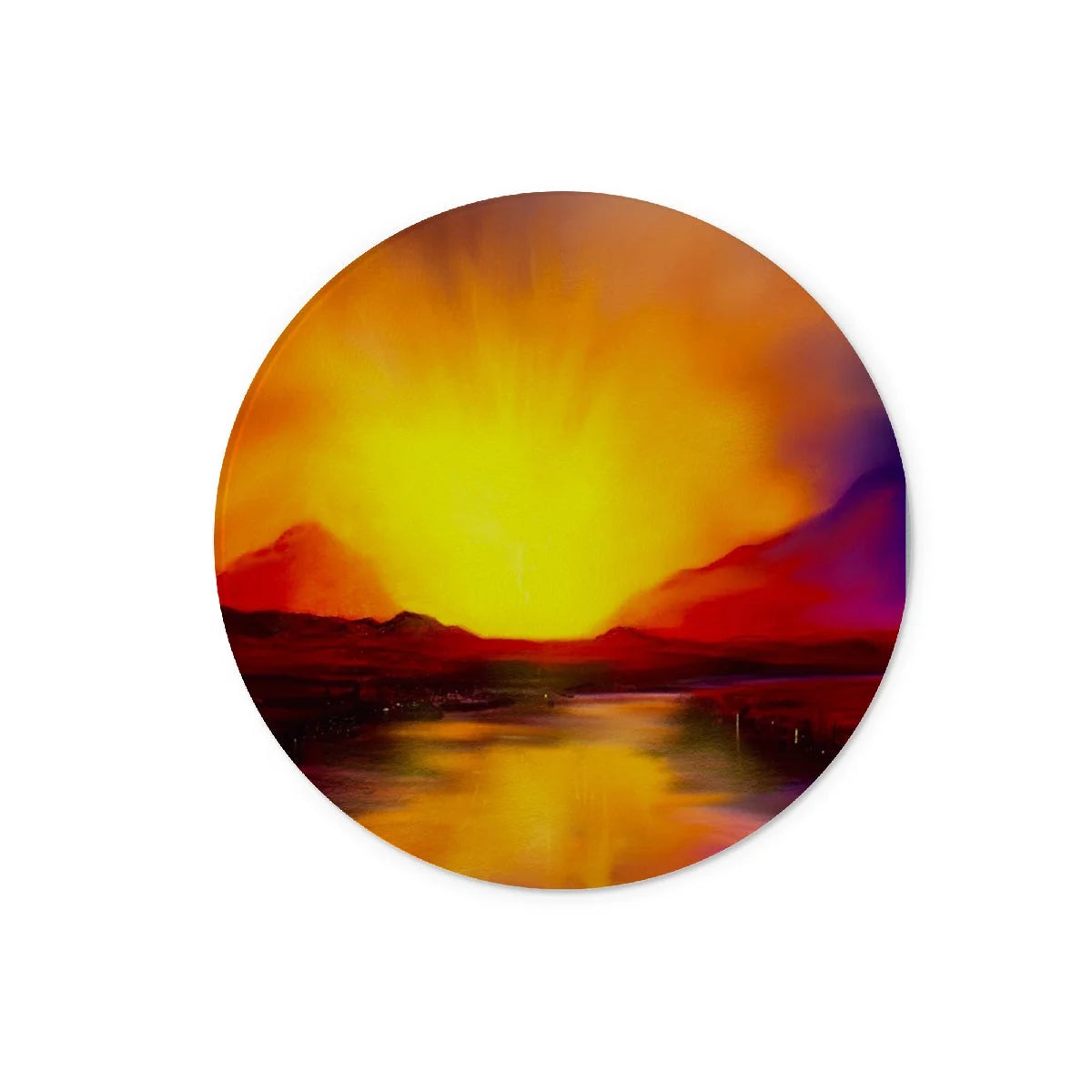 Skye Sunset Glass Chopping Board - Art Gallery Scotland Worldwide Shipping Scottish Landscape Paintings and Prints