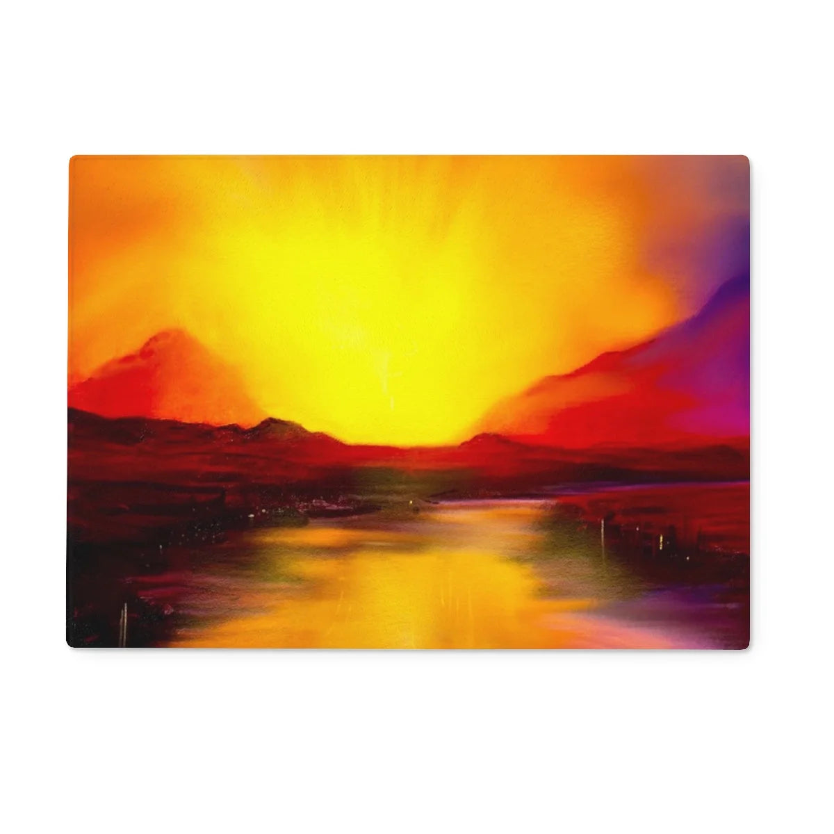 Skye Sunset Glass Chopping Board - Art Gallery Scotland Worldwide Shipping Scottish Landscape Paintings and Prints