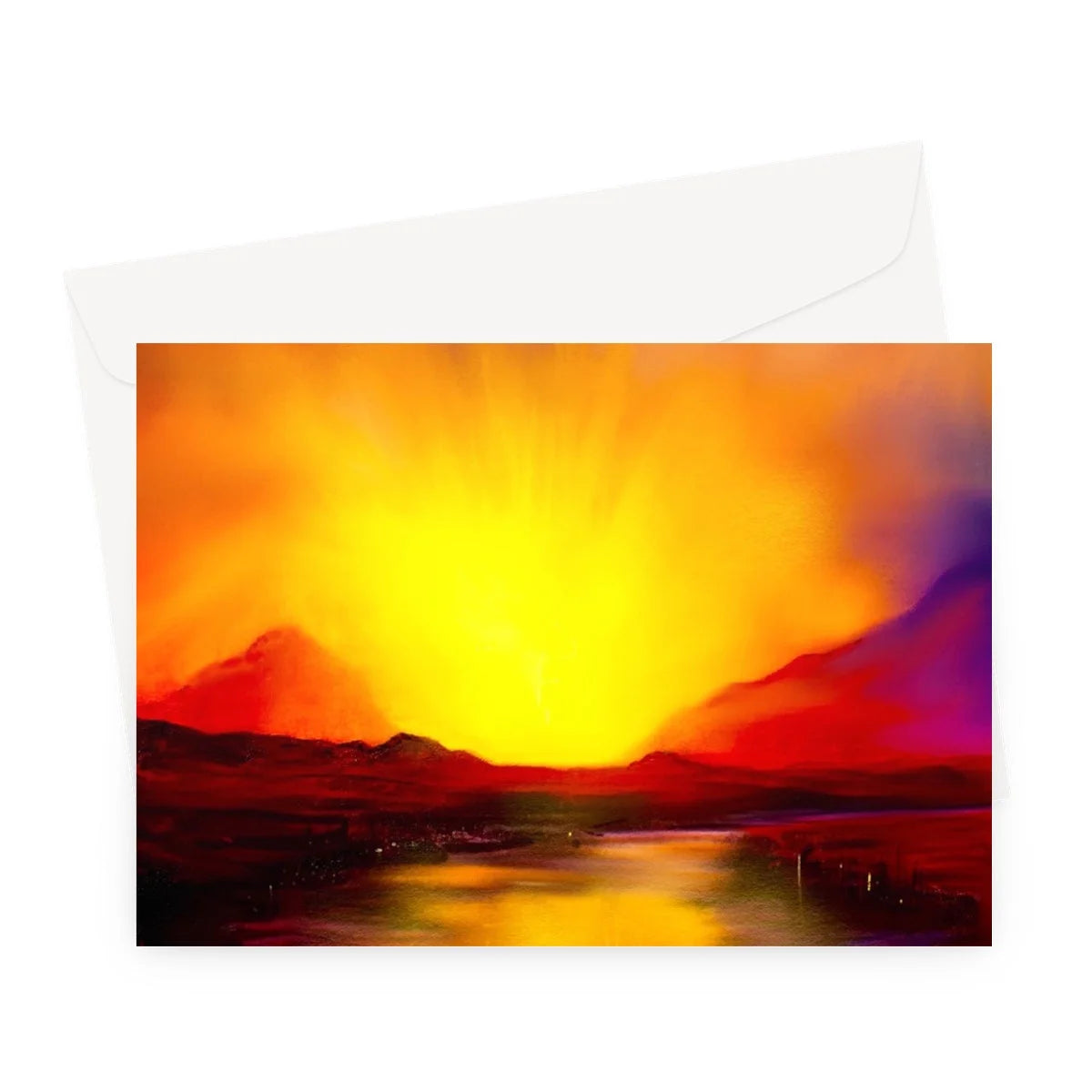 Skye Sunset Greeting Card - Art Gallery Scotland Worldwide Shipping Scottish Landscape Paintings and Prints