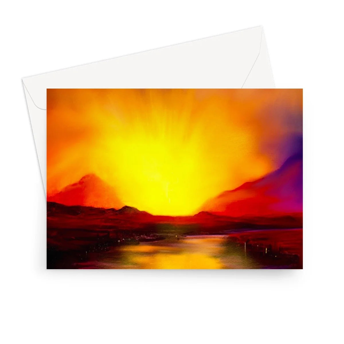 Skye Sunset Greeting Card - Art Gallery Scotland Worldwide Shipping Scottish Landscape Paintings and Prints