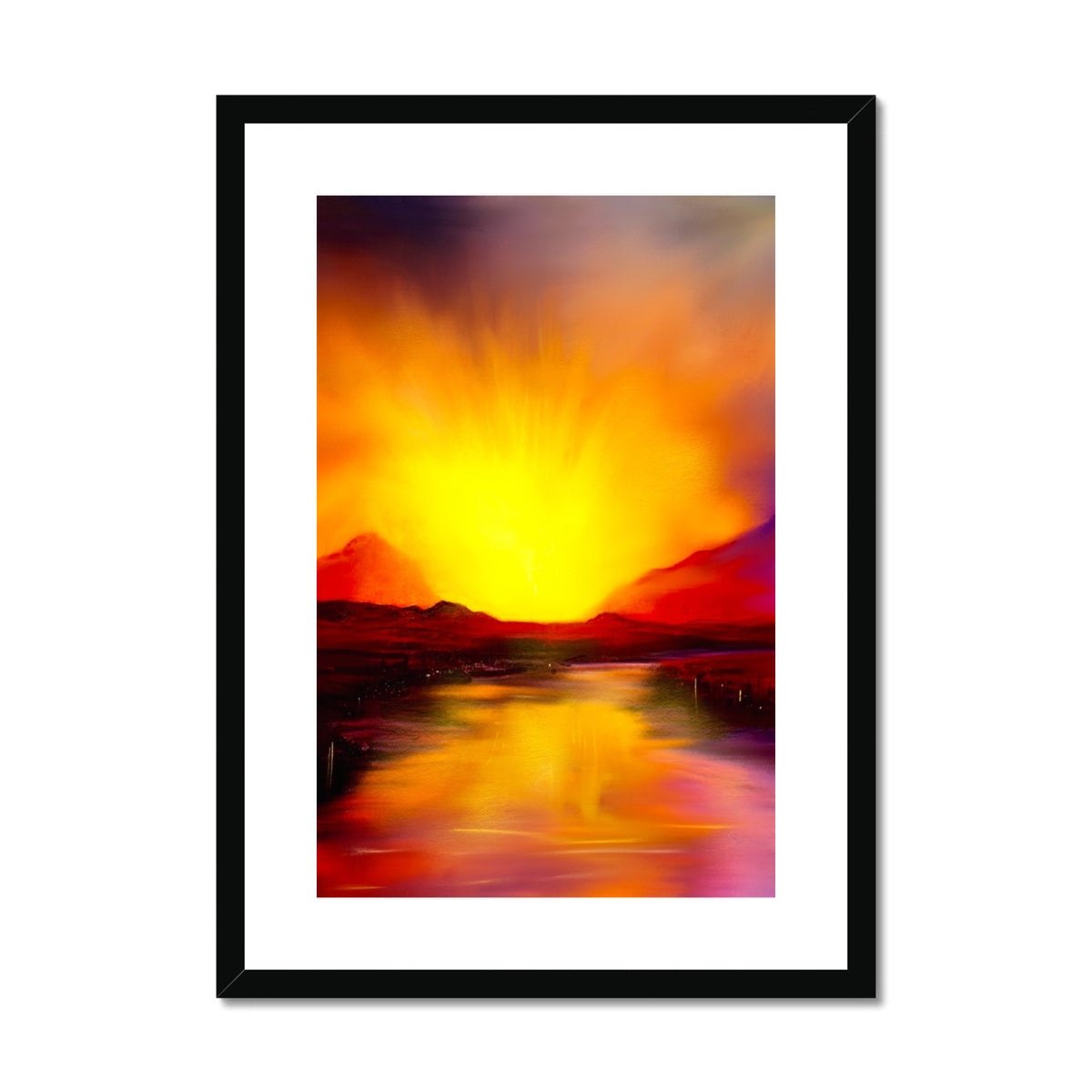 Skye Sunset Painting | Framed & Mounted Prints From Scotland-Framed & Mounted Prints-Skye Art Gallery-A2 Portrait-Black Frame-Paintings, Prints, Homeware, Art Gifts From Scotland By Scottish Artist Kevin Hunter