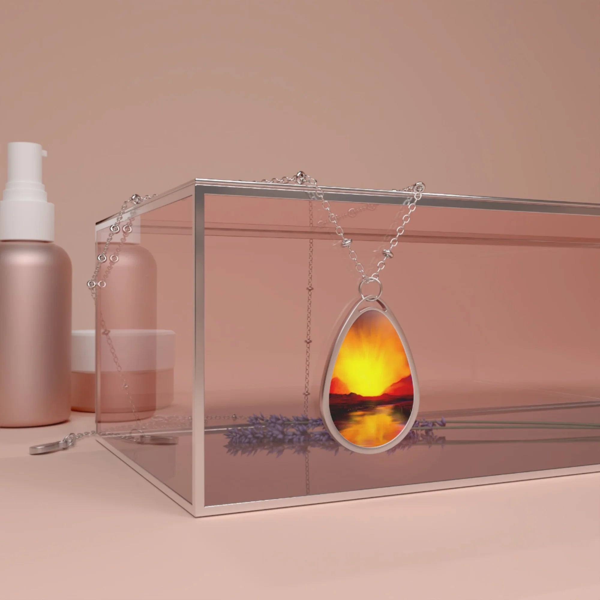 Skye Sunset | Scottish Jewellery | Necklace - Art Gallery Scotland Worldwide Shipping Silver Teardrop Pendant Landscape Paintings and Prints