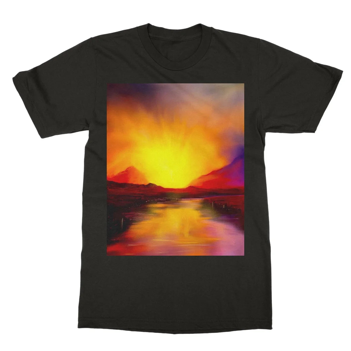 Skye Sunset Softstyle T-shirt - Art Gallery Scotland Worldwide Shipping Scottish Landscape Paintings and Prints