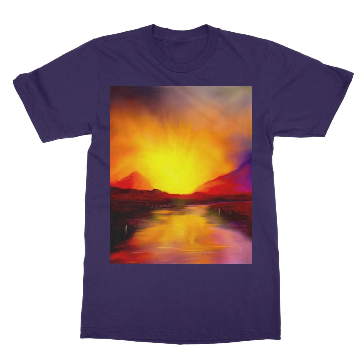 Skye Sunset Softstyle T-shirt - Art Gallery Scotland Worldwide Shipping Scottish Landscape Paintings and Prints