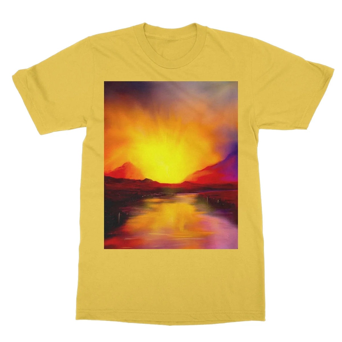 Skye Sunset Softstyle T-shirt - Art Gallery Scotland Worldwide Shipping Scottish Landscape Paintings and Prints