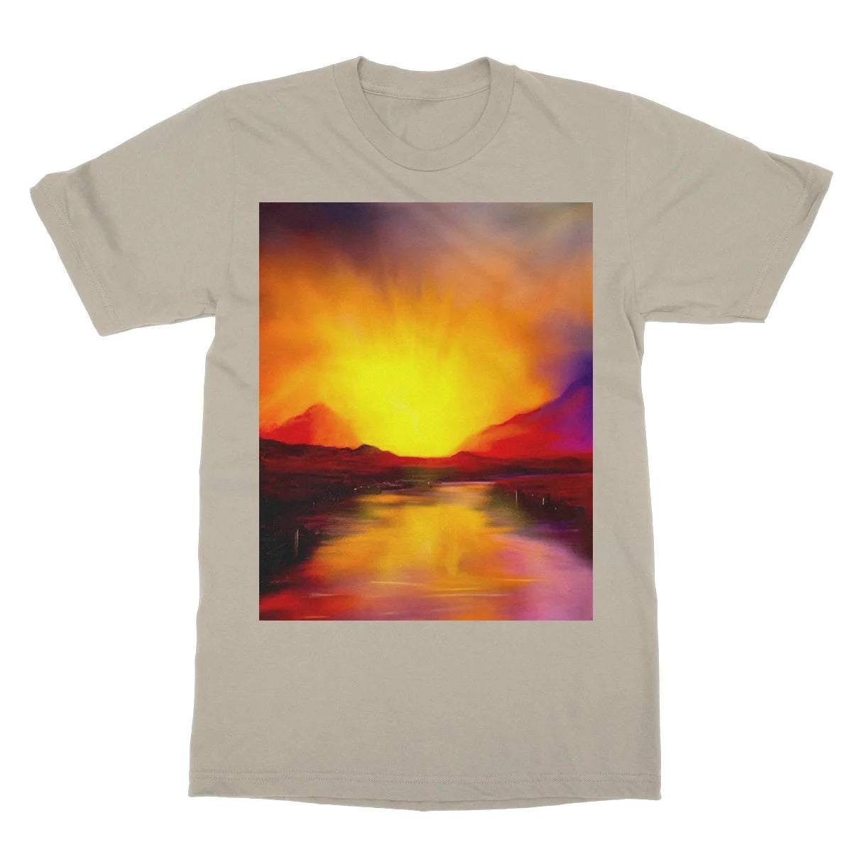Skye Sunset Softstyle T-shirt - Art Gallery Scotland Worldwide Shipping Scottish Landscape Paintings and Prints