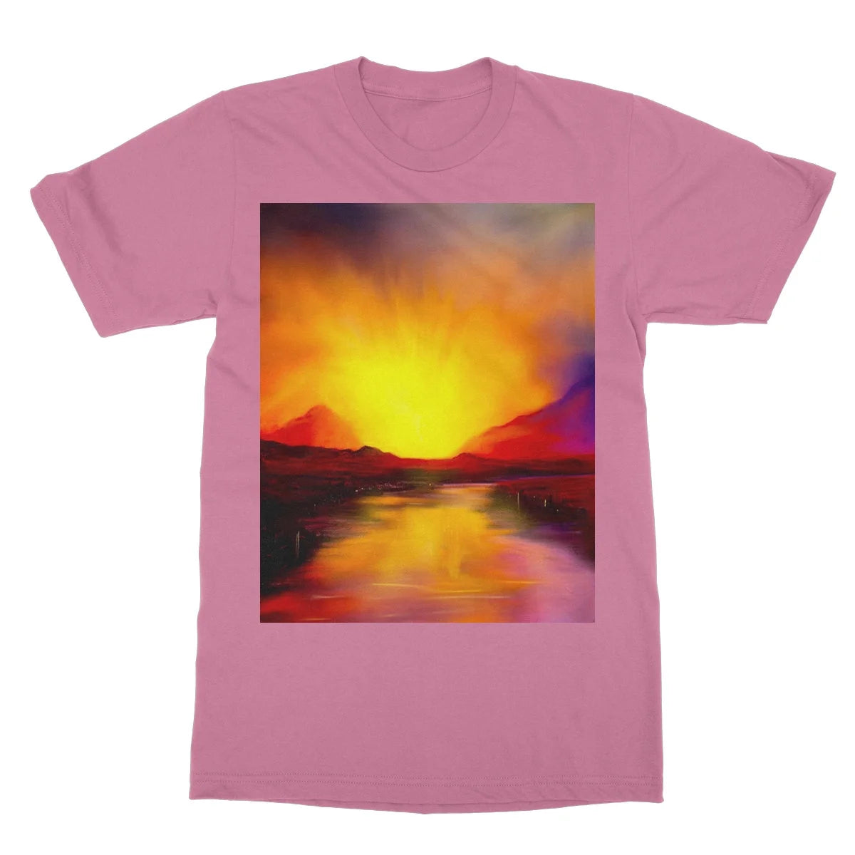 Skye Sunset Softstyle T-shirt - Art Gallery Scotland Worldwide Shipping Scottish Landscape Paintings and Prints