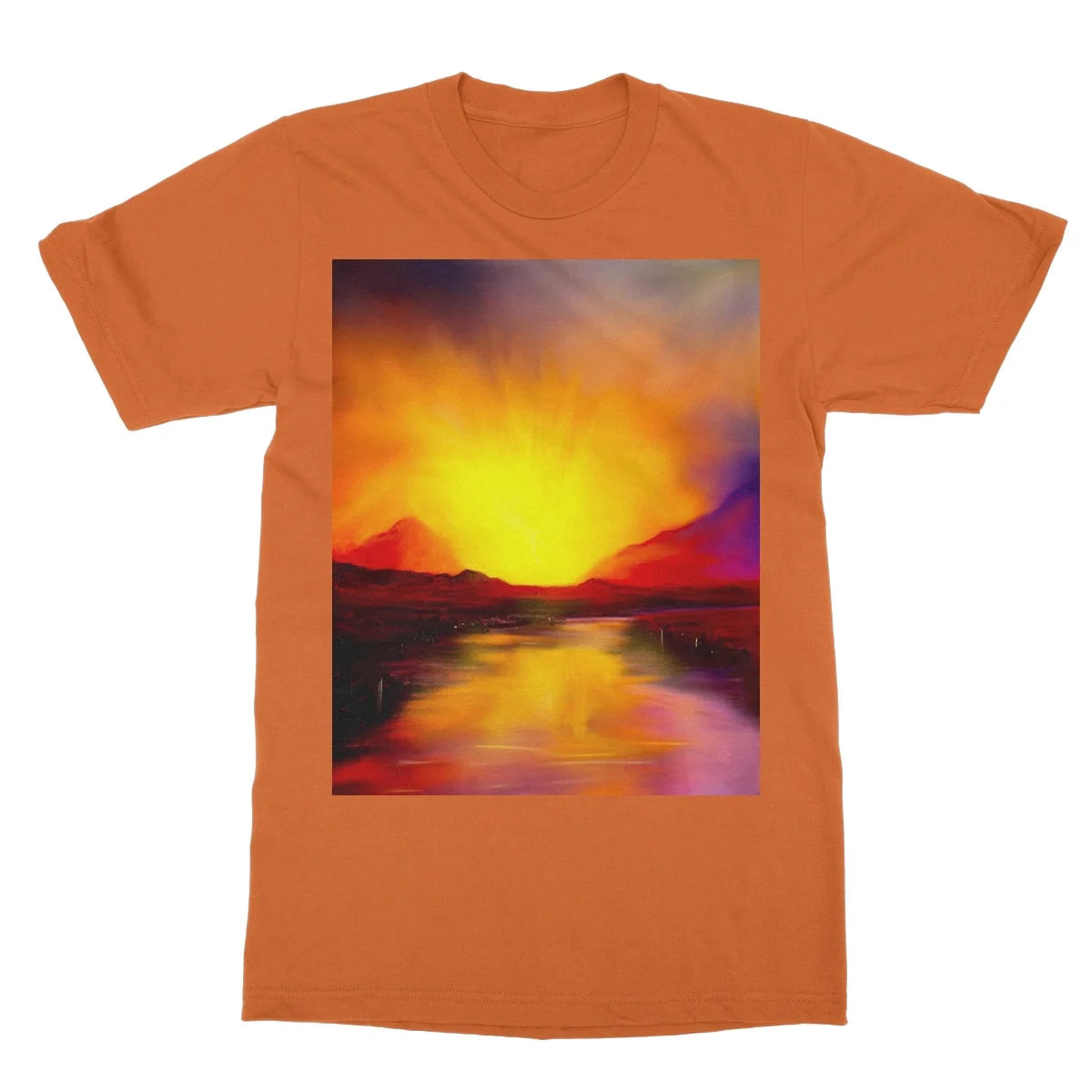 Skye Sunset Softstyle T-shirt - Art Gallery Scotland Worldwide Shipping Scottish Landscape Paintings and Prints