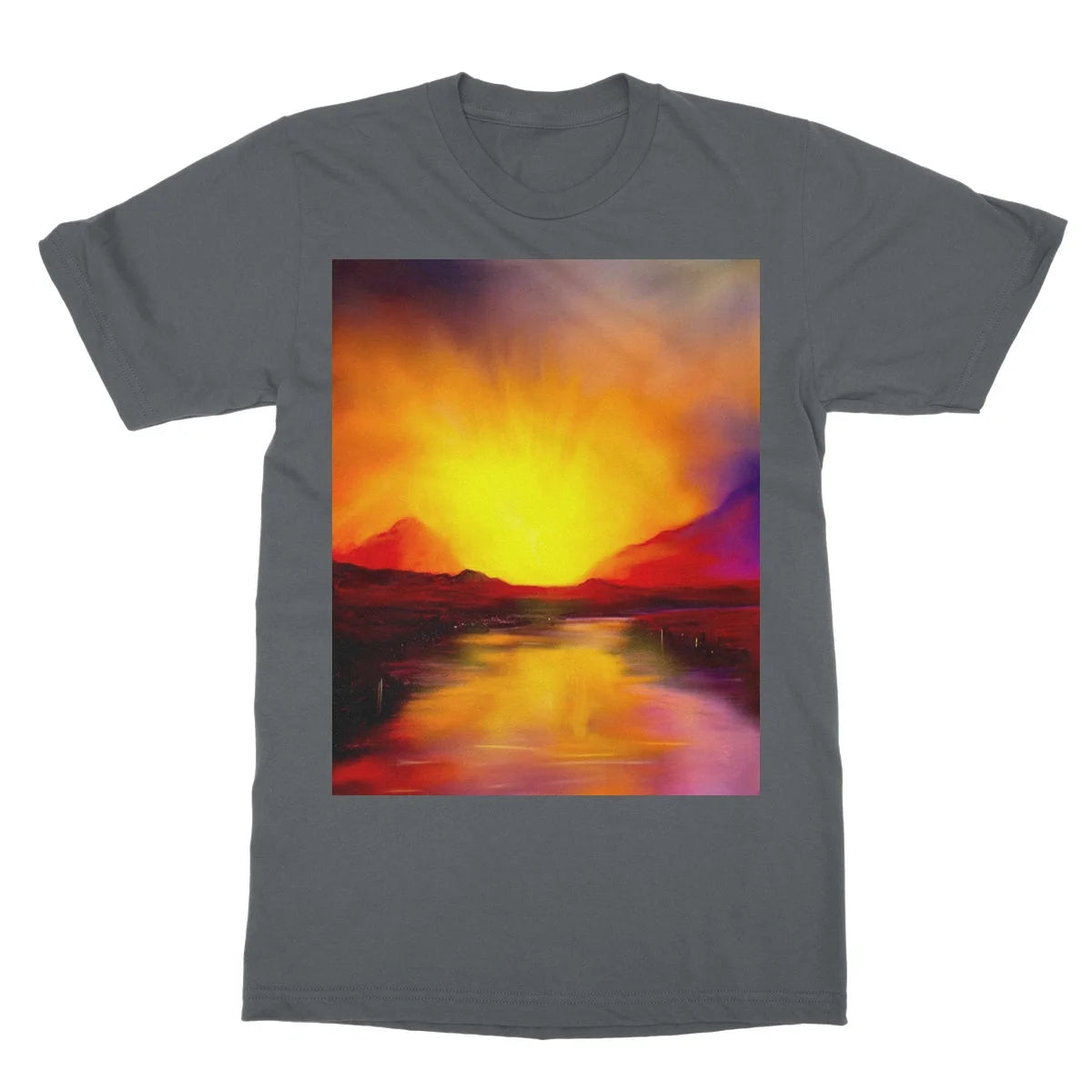 Skye Sunset Softstyle T-shirt - Art Gallery Scotland Worldwide Shipping Scottish Landscape Paintings and Prints