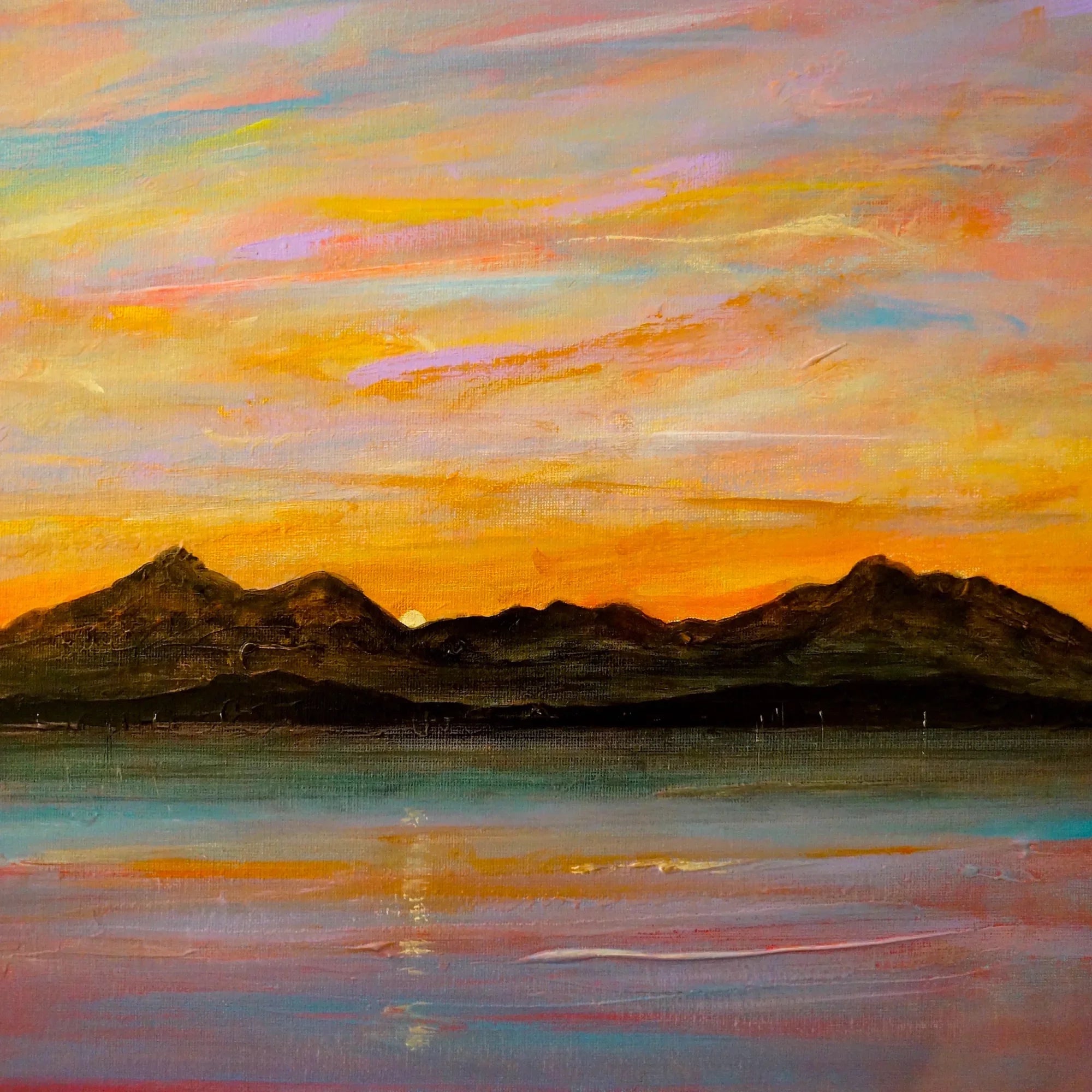 The Sleeping Warrior Arran | Scotland in your Pocket - Art Gallery Worldwide Shipping Vibrant Oil Painting Paintings | Prints | Gifts