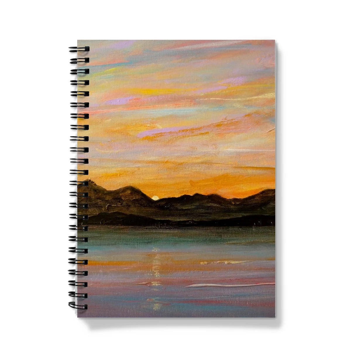 The Sleeping Warrior Arran Notebook - Art Gallery Scotland Worldwide Shipping Spiral-bound Notebook Sunset Scottish Landscape by Artist