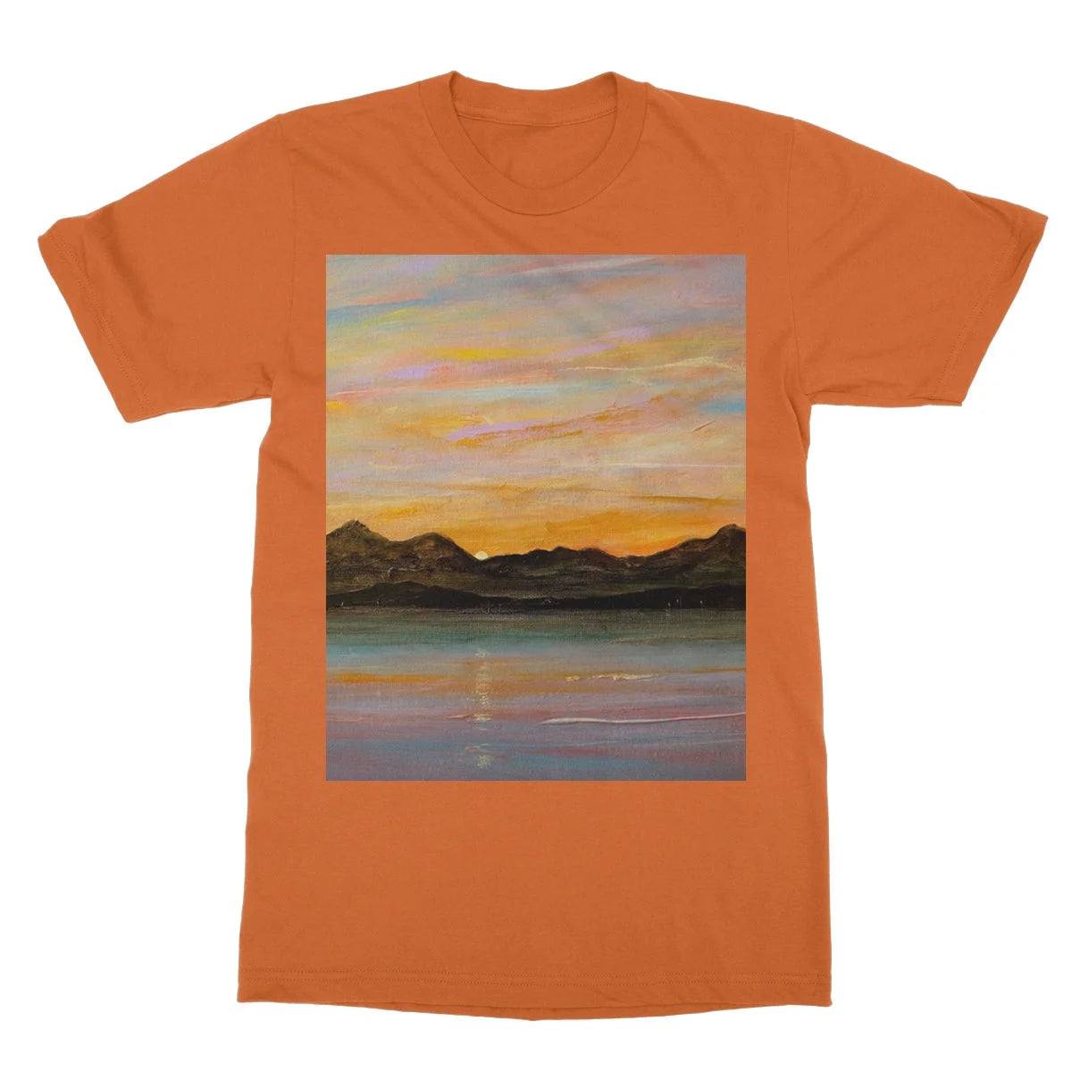 The Sleeping Warrior Arran Softstyle T-shirt - Art Gallery Scotland Worldwide Shipping Scottish Landscape by Artist Hunter Featuring