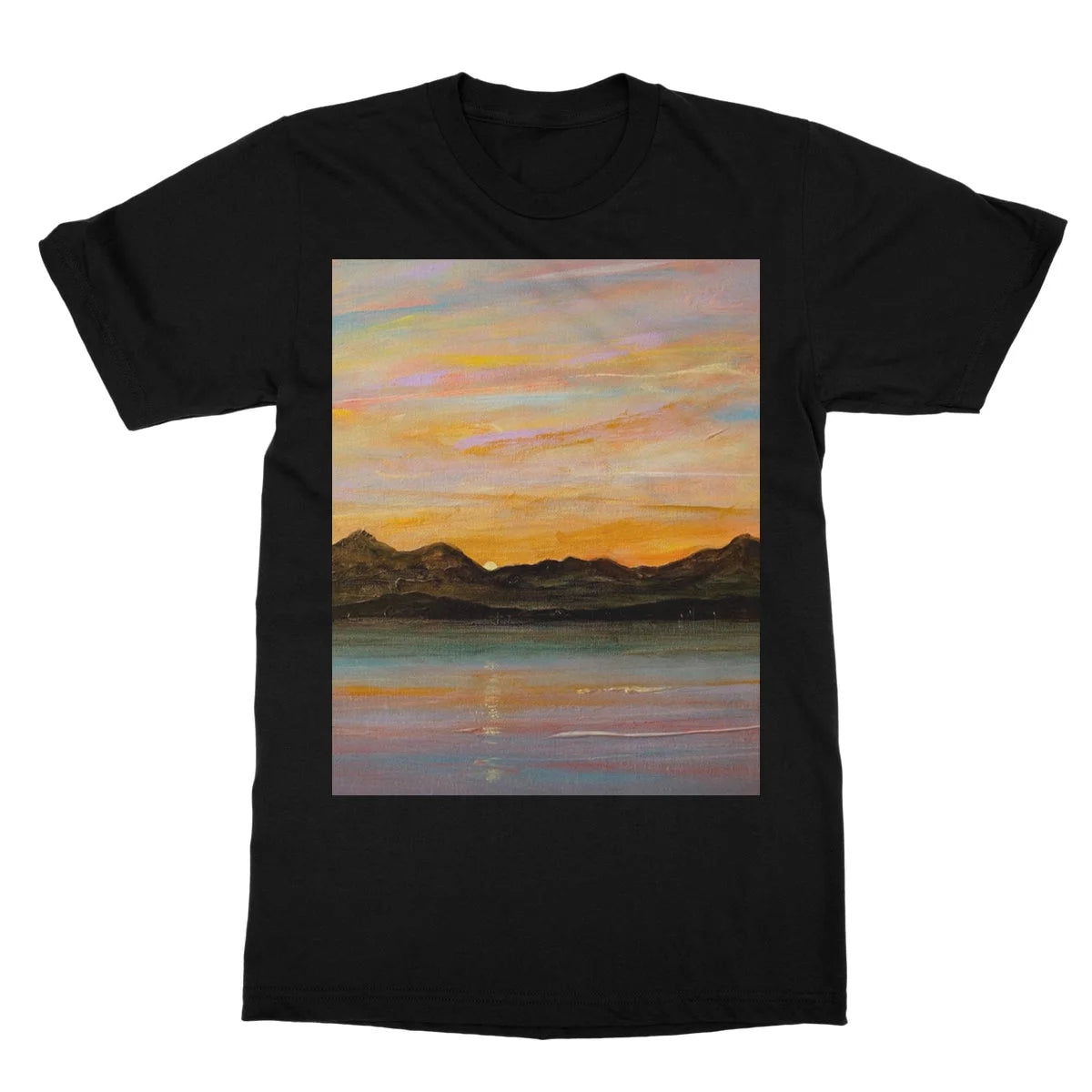 The Sleeping Warrior Arran Softstyle T-shirt - Art Gallery Scotland Worldwide Shipping Scottish Landscape by Artist Hunter Featuring