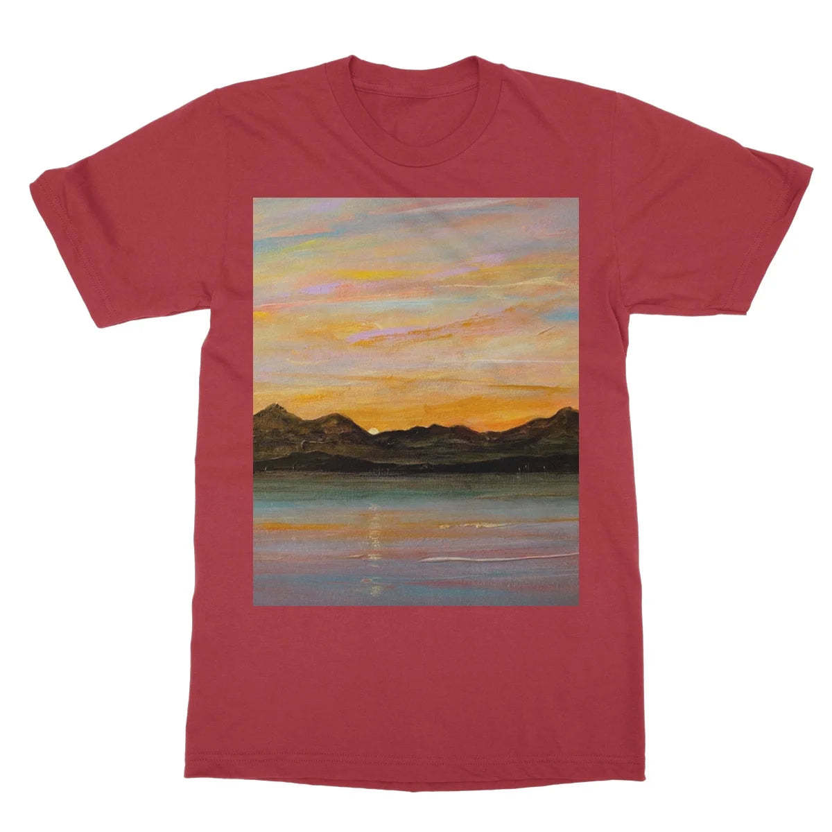 The Sleeping Warrior Arran Softstyle T-shirt - Art Gallery Scotland Worldwide Shipping Scottish Landscape by Artist Hunter Featuring