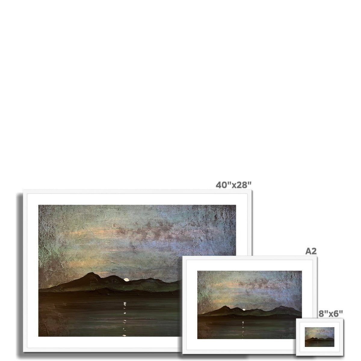 Sleeping Warrior Moonlight Arran Painting | Framed & Mounted Prints From Scotland-Framed & Mounted Prints-Arran Art Gallery-Paintings, Prints, Homeware, Art Gifts From Scotland By Scottish Artist Kevin Hunter