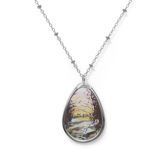 Snow Above Lunderston Art Necklace | Scottish Art Gifts