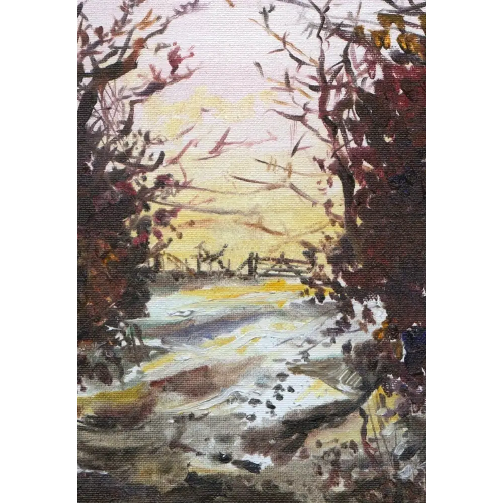 Winter landscape painting of River Clyde for Lunderston art prints and regular-sized prints