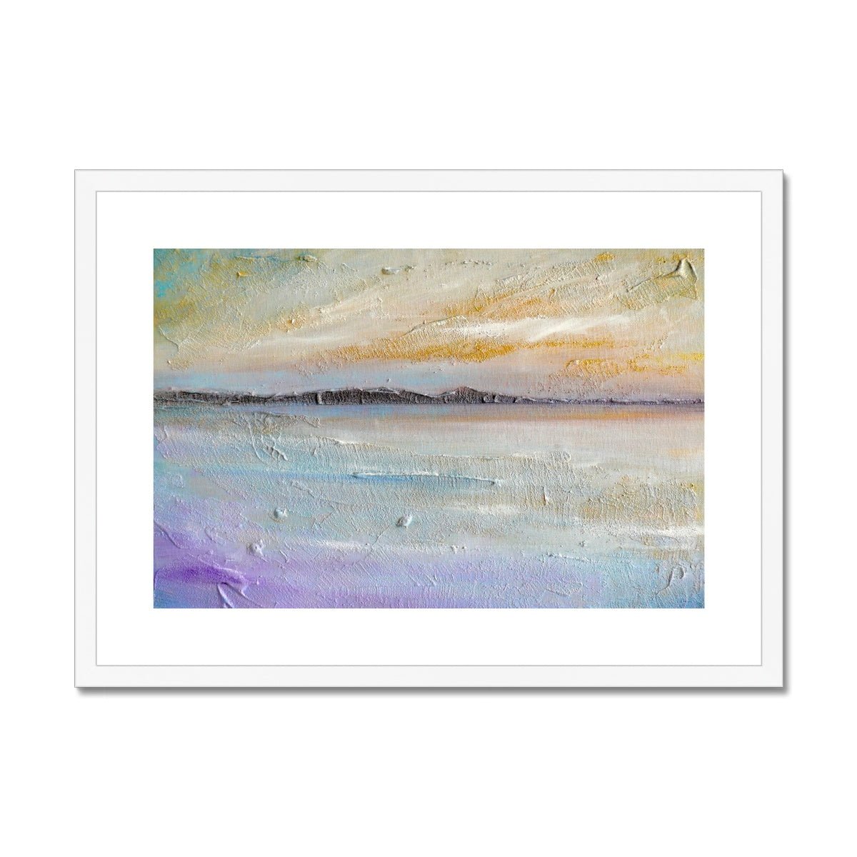 Sollas Beach North Uist Painting | Framed & Mounted Prints From Scotland-Framed & Mounted Prints-Hebridean Islands Art Gallery-A2 Landscape-White Frame-Paintings, Prints, Homeware, Art Gifts From Scotland By Scottish Artist Kevin Hunter