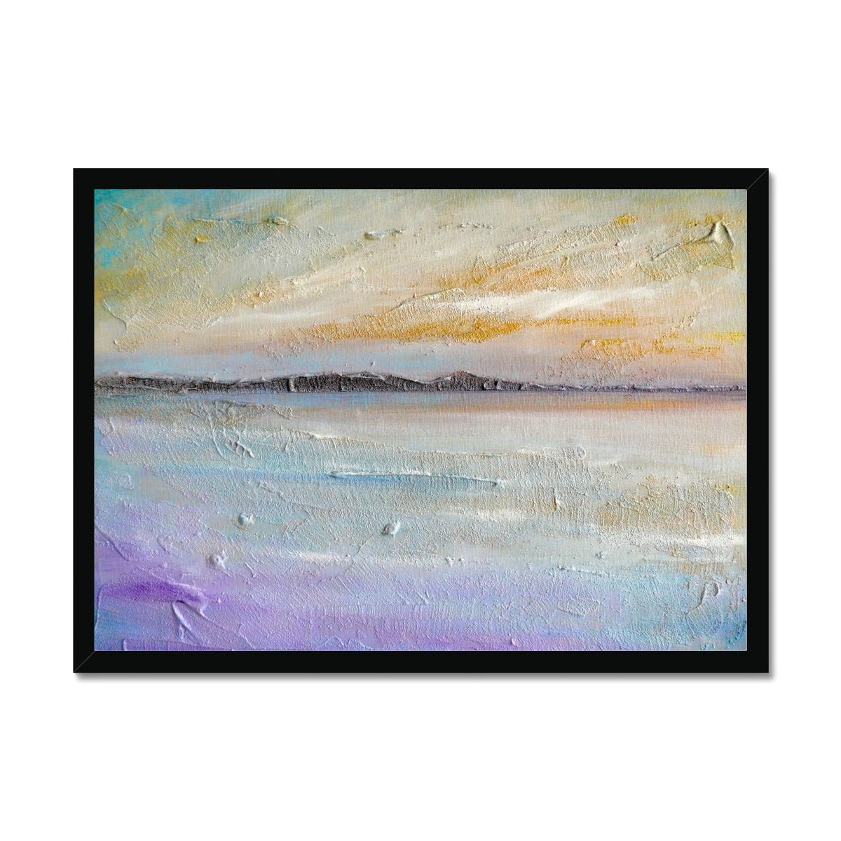 Sollas Beach North Uist Painting | Framed Prints From Scotland-Framed Prints-Hebridean Islands Art Gallery-A2 Landscape-Black Frame-Paintings, Prints, Homeware, Art Gifts From Scotland By Scottish Artist Kevin Hunter