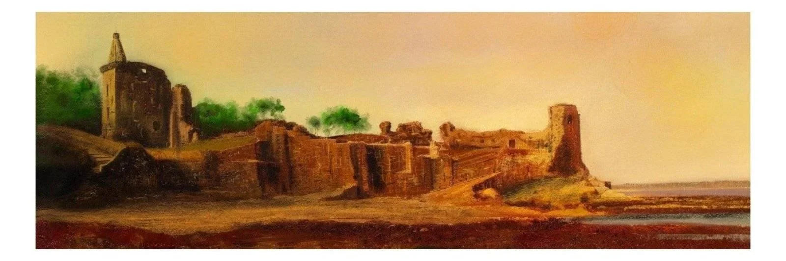 St Andrews Castle Panoramic Prints - Historic & Iconic Art Gallery Scotland Worldwide Shipping Panoramic Painting Ancient Paintings