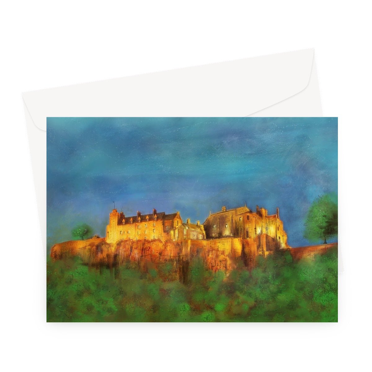 Stirling Castle Art Gifts Greeting Card-Greetings Cards-Scottish Castles Art Gallery-A5 Landscape-10 Cards-Paintings, Prints, Homeware, Art Gifts From Scotland By Scottish Artist Kevin Hunter