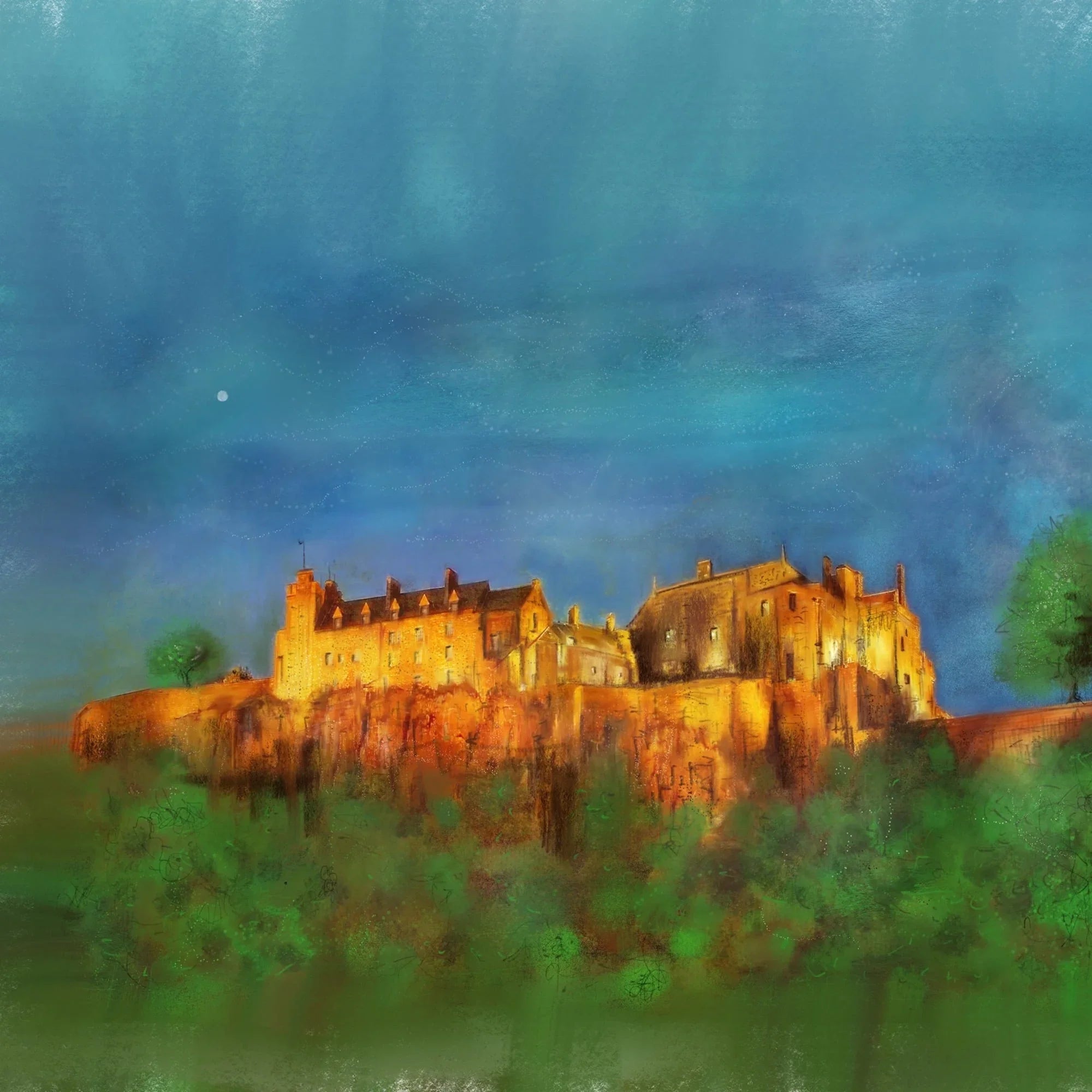 Stirling Castle | Scotland in your Pocket - Historic & Iconic Art Gallery Worldwide Shipping Illuminated Castle Atop Scottish Castles
