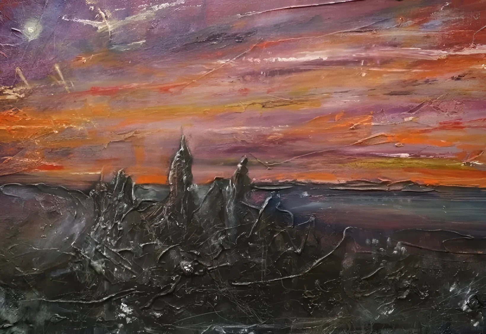 Storr Moonlight Skye - Art Gallery Scotland Worldwide Shipping Textured Landscape Painting Kevin Hunter Portfolio Giclee Prints