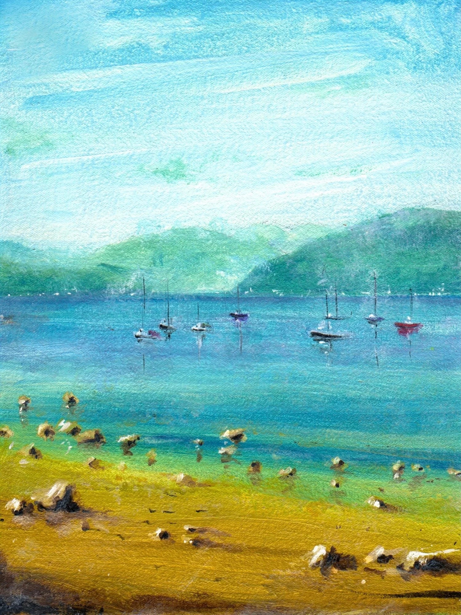 Summer on the Clyde - River Art Gallery Scotland Worldwide Shipping Vibrant Oil Painting Kevin Hunter Portfolio Giclee Prints
