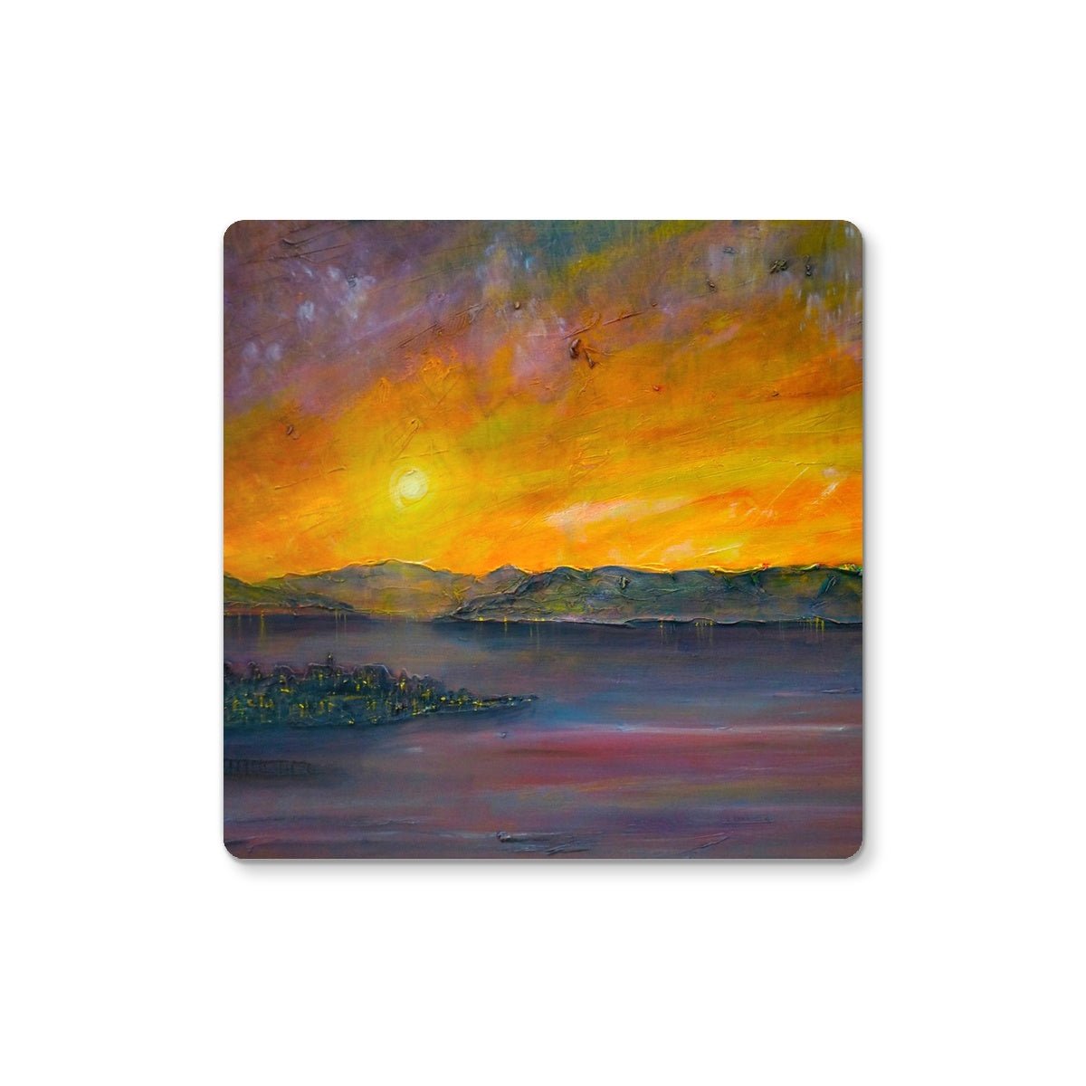 Sunset Over Gourock Art Gifts Coaster