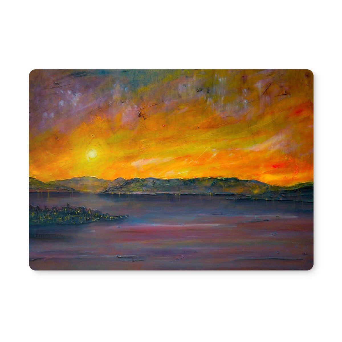 Sunset Over Gourock Art Gifts Placemat-Placemats-River Clyde Art Gallery-6 Placemats-Paintings, Prints, Homeware, Art Gifts From Scotland By Scottish Artist Kevin Hunter