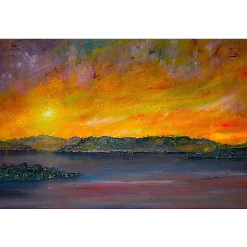Impressionistic sunset landscape art print from Gourock showcasing stunning Gourock art prints
