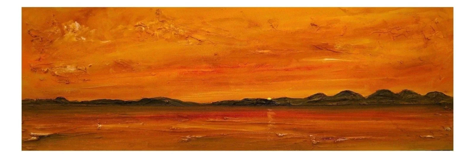 Sunset Over Jura & Gigha Panoramic Prints - Hebridean Islands Art Gallery Scotland Worldwide Shipping Impasto Sunset Landscape Paintings