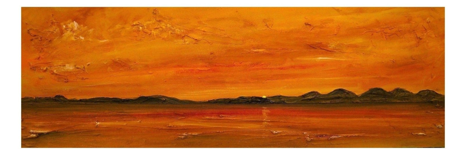 Sunset Over Jura | Panoramic Painting &amp; Art Prints | Hebridean Islands Art Gallery | Paintings, Prints, Homeware and Art Gifts From Scotland By Scottish Artist Kevin Hunter