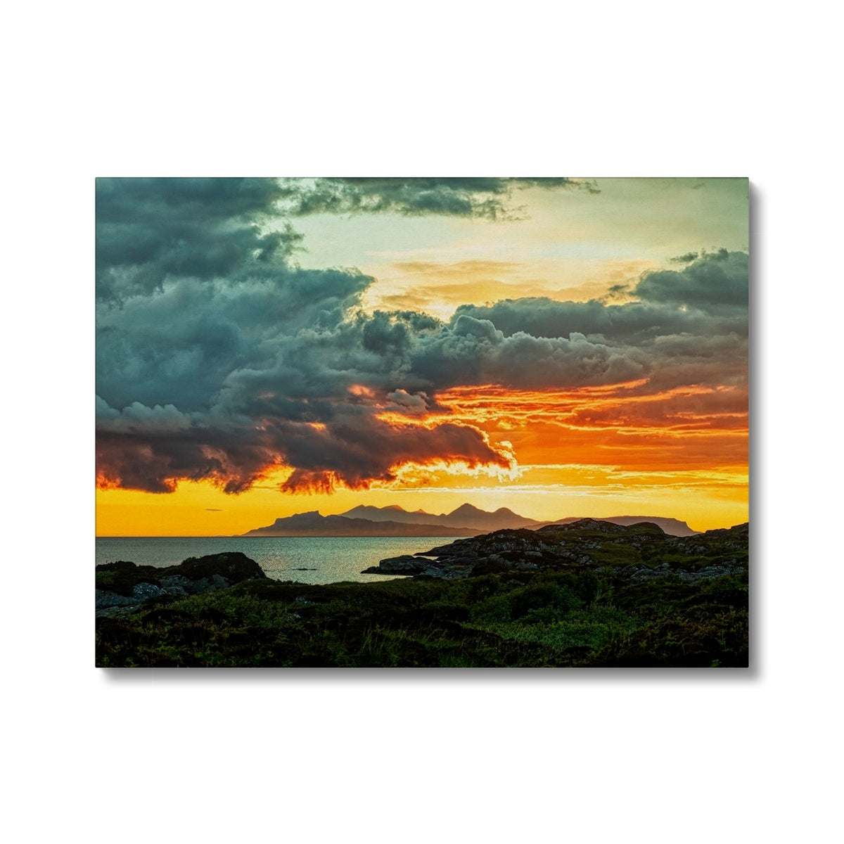 Sunset Over Skye From Ardtoe Canvas | Skye Art Gallery | Paintings, Prints, Homeware and Art Gifts From Scotland By Scottish Artist Kevin Hunter