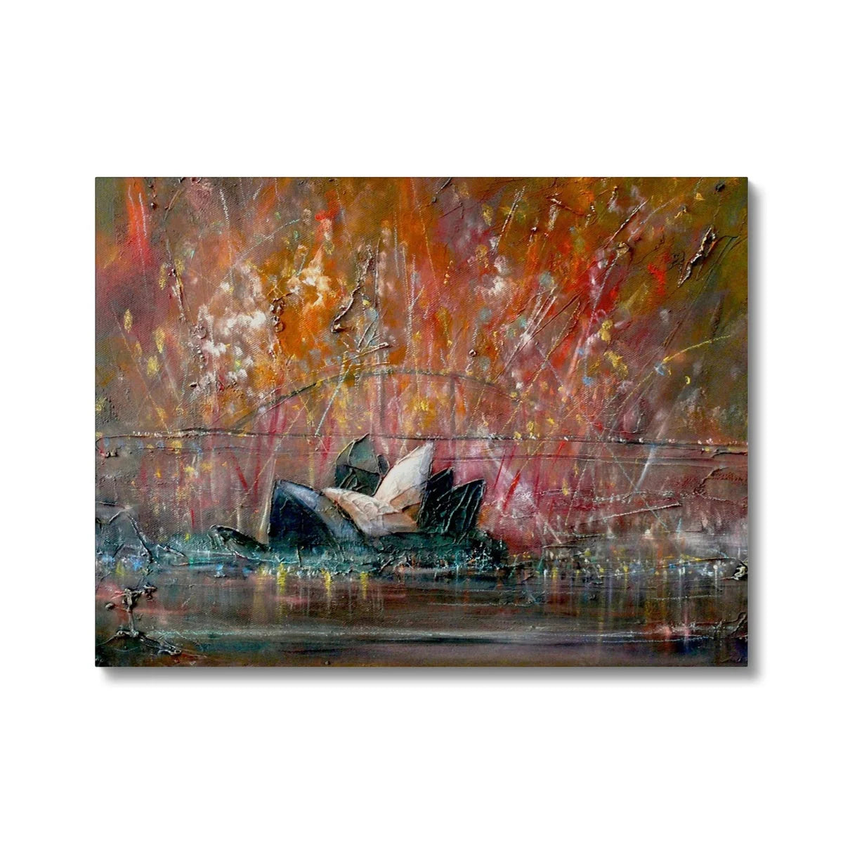 Sydney Harbour Fireworls Original Cityscape Painting on Canvas - World Art Gallery Scotland Worldwide Shipping Hunter Scottish Prints