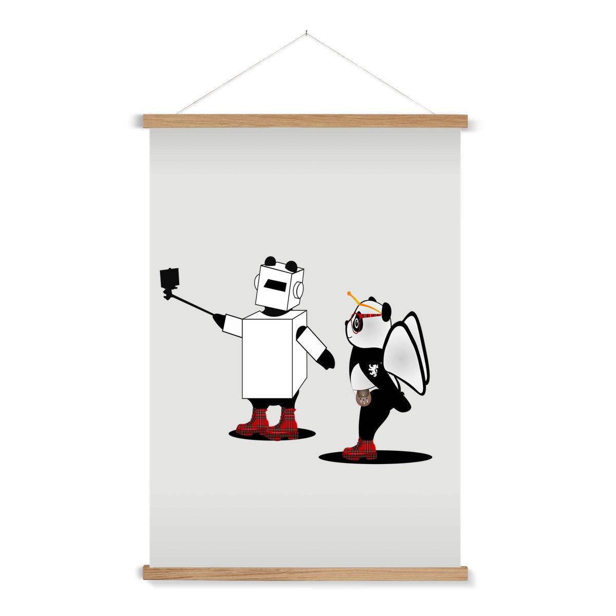 Techno Selfie | Panda Disco | Graphic Art Print with Hanger