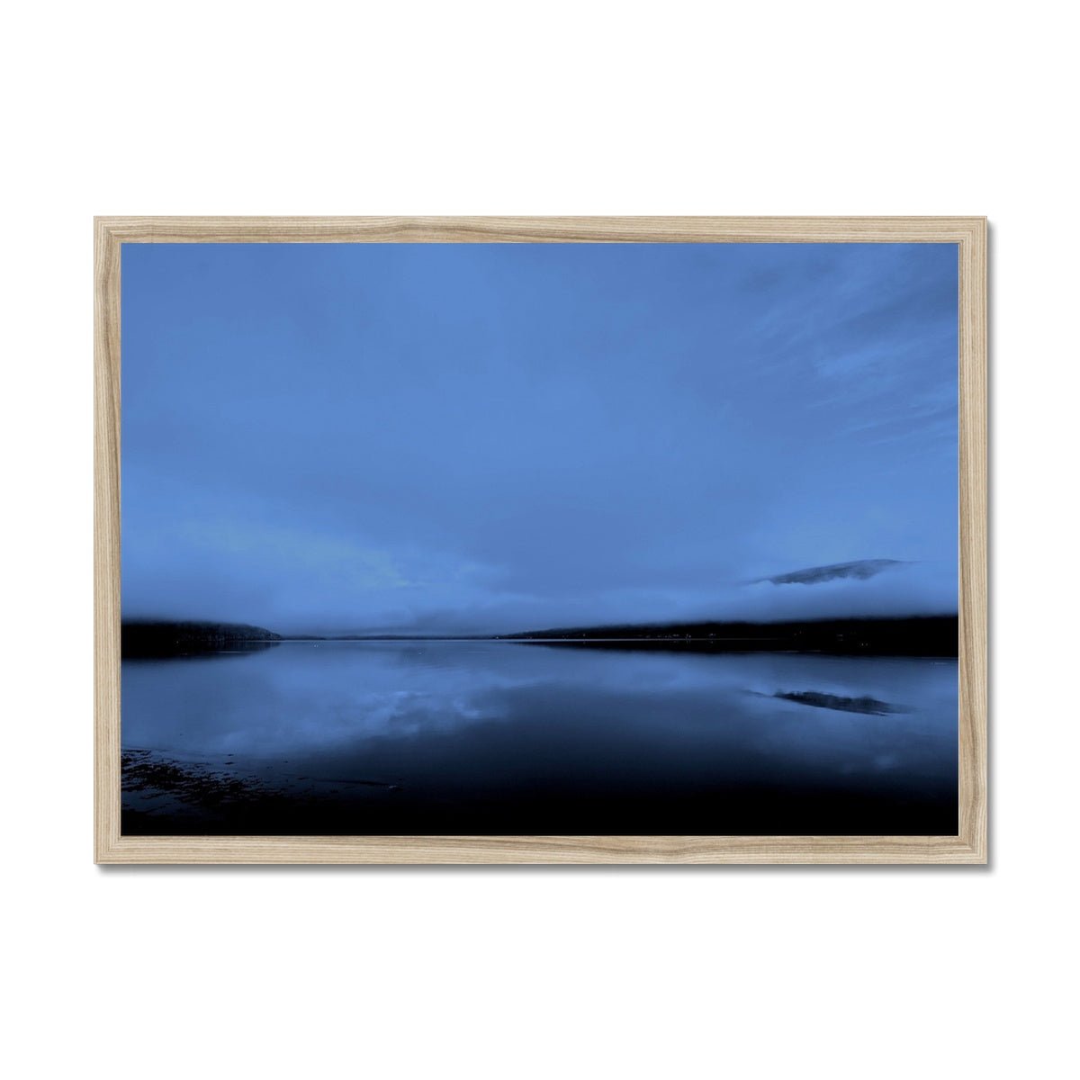 The Blue Hour Loch Fyne Painting | Framed Prints From Scotland-Framed Prints-Scottish Lochs & Mountains Art Gallery-A2 Landscape-Natural Frame-Paintings, Prints, Homeware, Art Gifts From Scotland By Scottish Artist Kevin Hunter