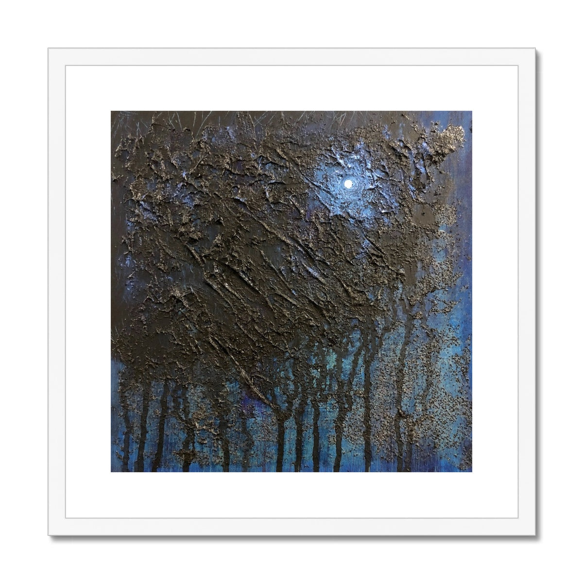 The Blue Moon Wood Abstract Painting | Framed &amp; Mounted Prints From Scotland