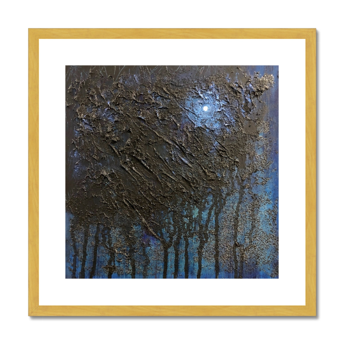 The Blue Moon Wood Abstract Painting | Antique Framed & Mounted Prints From Scotland