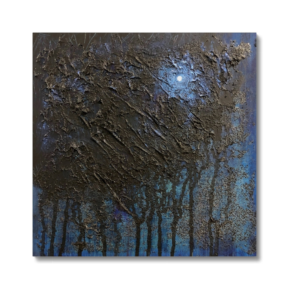 The Blue Moon Wood Abstract Painting | Canvas Prints From Scotland