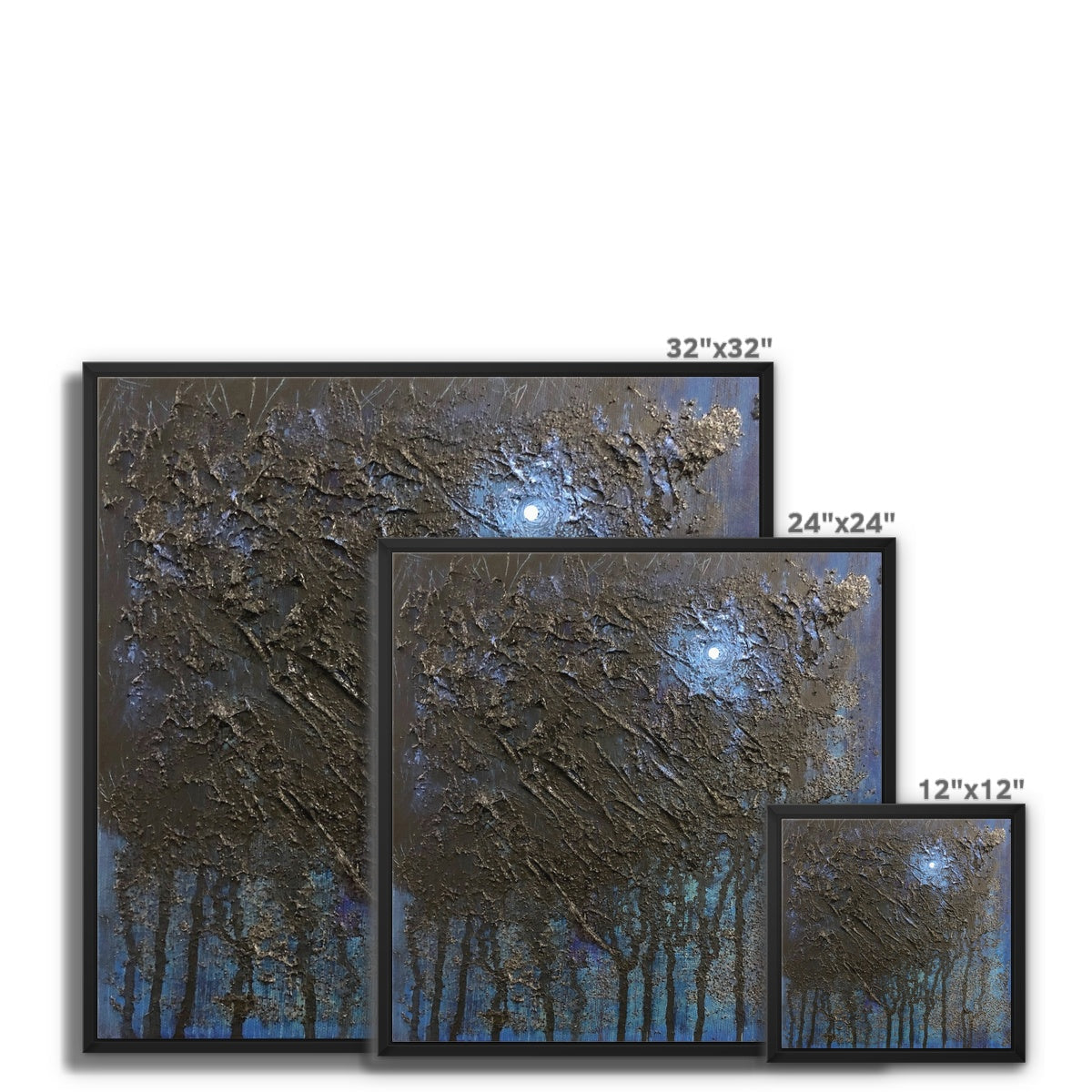 The Blue Moon Wood Abstract Painting | Framed Canvas From Scotland