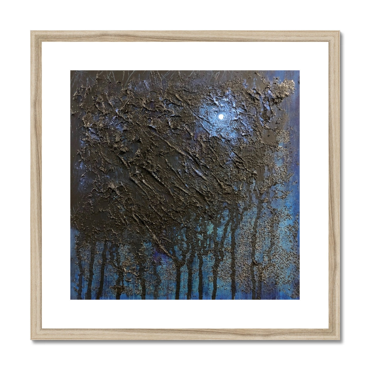 The Blue Moon Wood Abstract Painting | Framed & Mounted Prints From Scotland