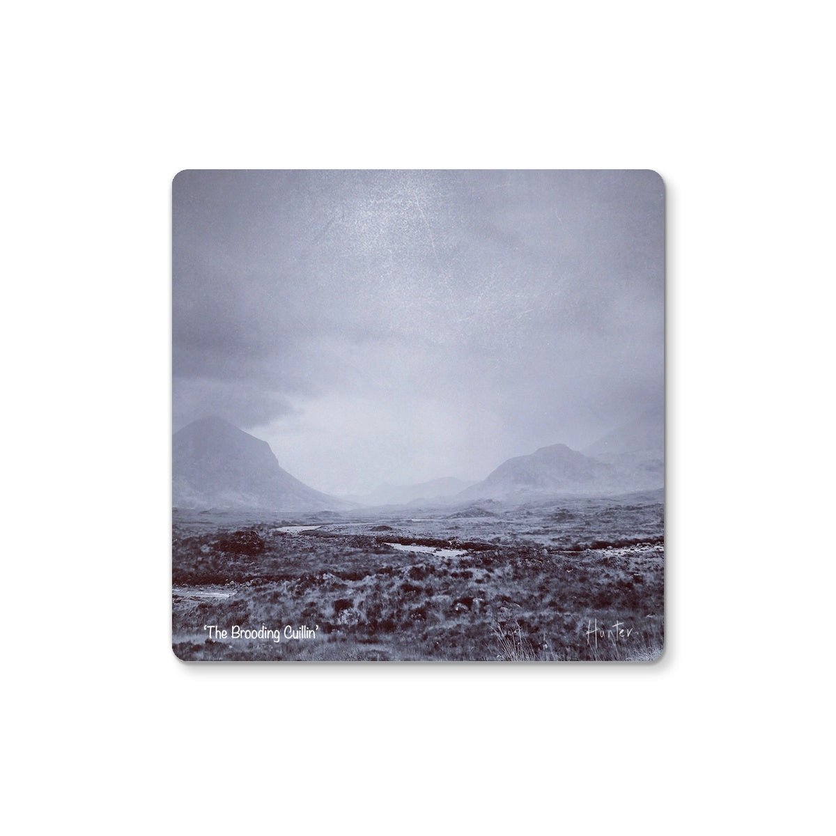 The Brooding Cuillin Skye Art Gifts Coaster-Coasters-Skye Art Gallery-Single Coaster-Paintings, Prints, Homeware, Art Gifts From Scotland By Scottish Artist Kevin Hunter