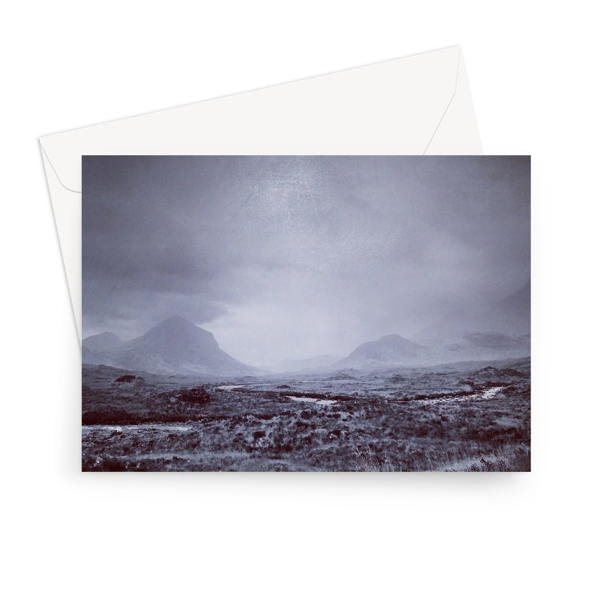 The Brooding Cuillin Skye Art Gifts Greeting Card-Greetings Cards-Skye Art Gallery-7"x5"-1 Card-Paintings, Prints, Homeware, Art Gifts From Scotland By Scottish Artist Kevin Hunter