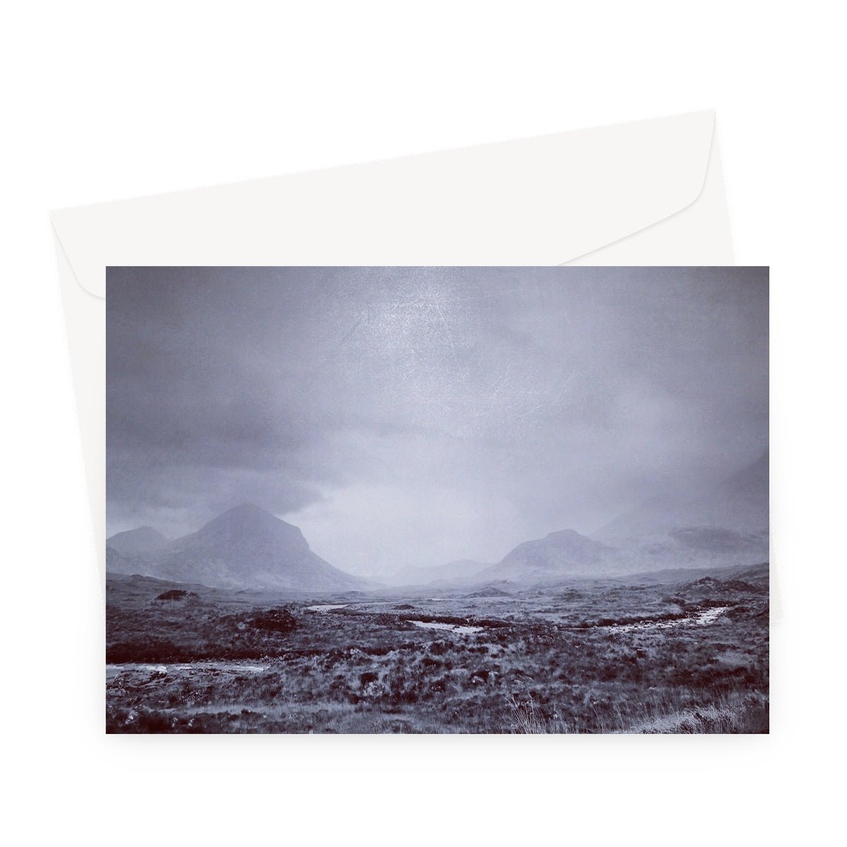 The Brooding Cuillin Skye Art Gifts Greeting Card-Greetings Cards-Skye Art Gallery-A5 Landscape-10 Cards-Paintings, Prints, Homeware, Art Gifts From Scotland By Scottish Artist Kevin Hunter