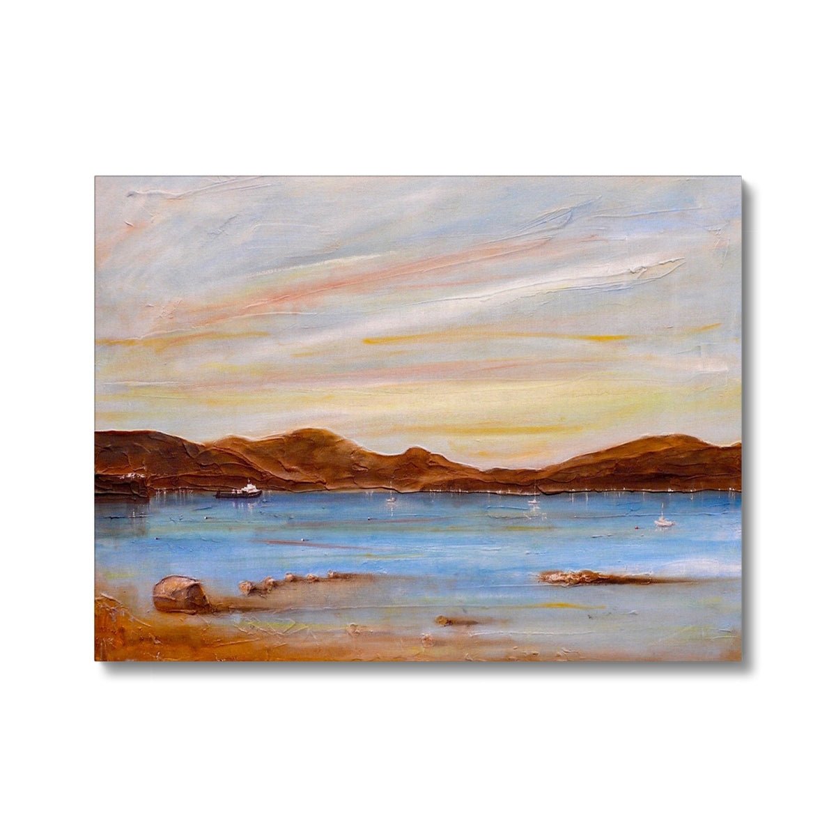 The Last Ferry To Dunoon Painting | Canvas From Scotland-Contemporary Stretched Canvas Prints-River Clyde Art Gallery-24"x18"-Paintings, Prints, Homeware, Art Gifts From Scotland By Scottish Artist Kevin Hunter
