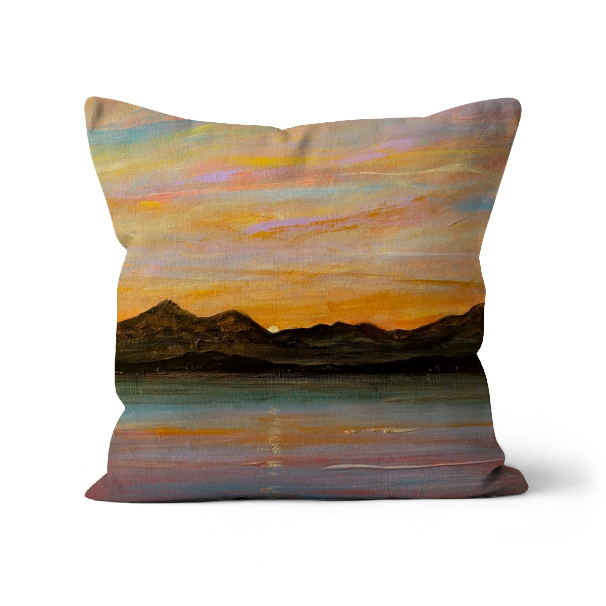 The Sleeping Warrior Arran Art Gifts Cushion | Arran Art Gallery | Paintings, Prints, Homeware and Art Gifts From Scotland By Scottish Artist Kevin Hunter