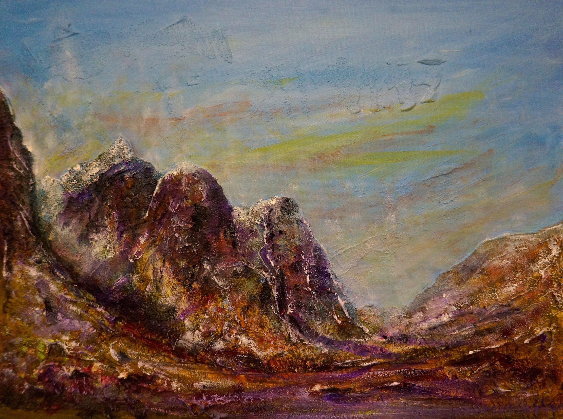 Three Sisters Glencoe Original Landscape Painting Scotland-Glencoe Art Gallery